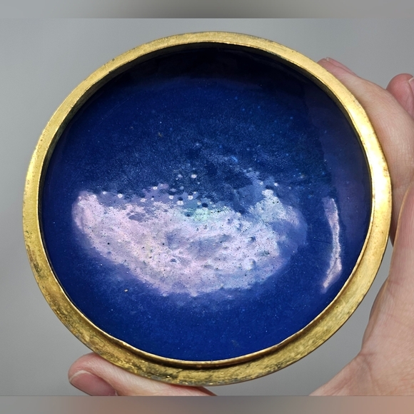 Vintage Cloisonné And Enamel Flower And Butterflies Trinket Jewelry Box Round - Picture 5 of 13